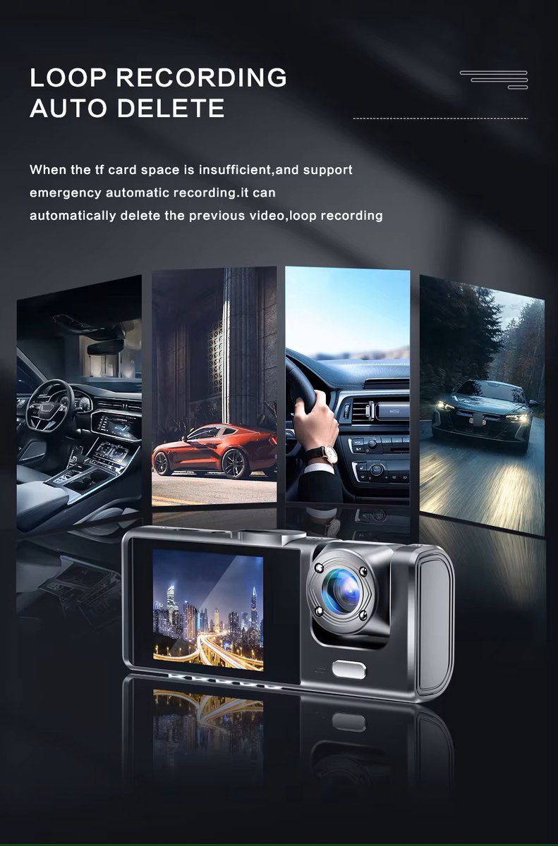 Dashcam IR-nachtzicht - Loop-opname - 2 "IPS-scherm - 1080P - 2-camera - DVR-recorder - videorecorder - voertuig DVR – foto 3