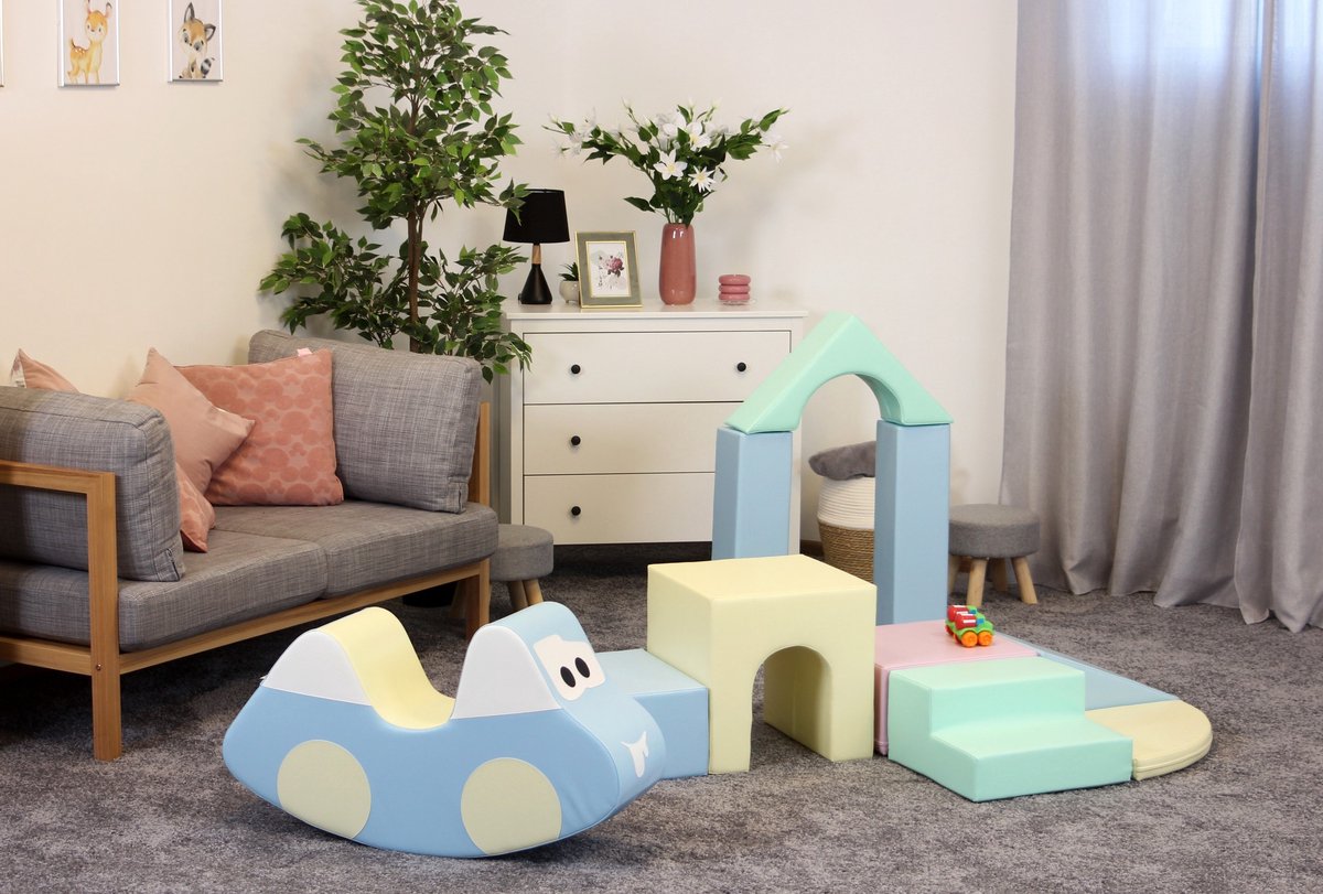 IGLU - Soft Play - Multifunctionele foam speelset - Creativity - pastel kleuren - foam blokken Soft Play met glijbaan — cadeau in Spellen & Speelgoed - foto 4