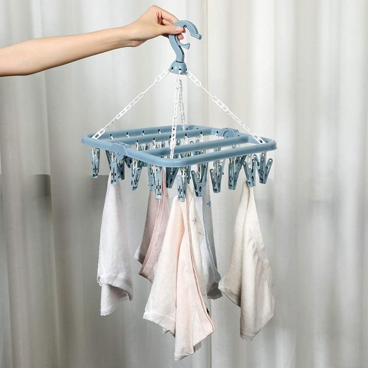 NordFalk hangend droogrek 34x34 cm - 28 knijpers - Droogcarroussel inklapbaar - Wasrek camping