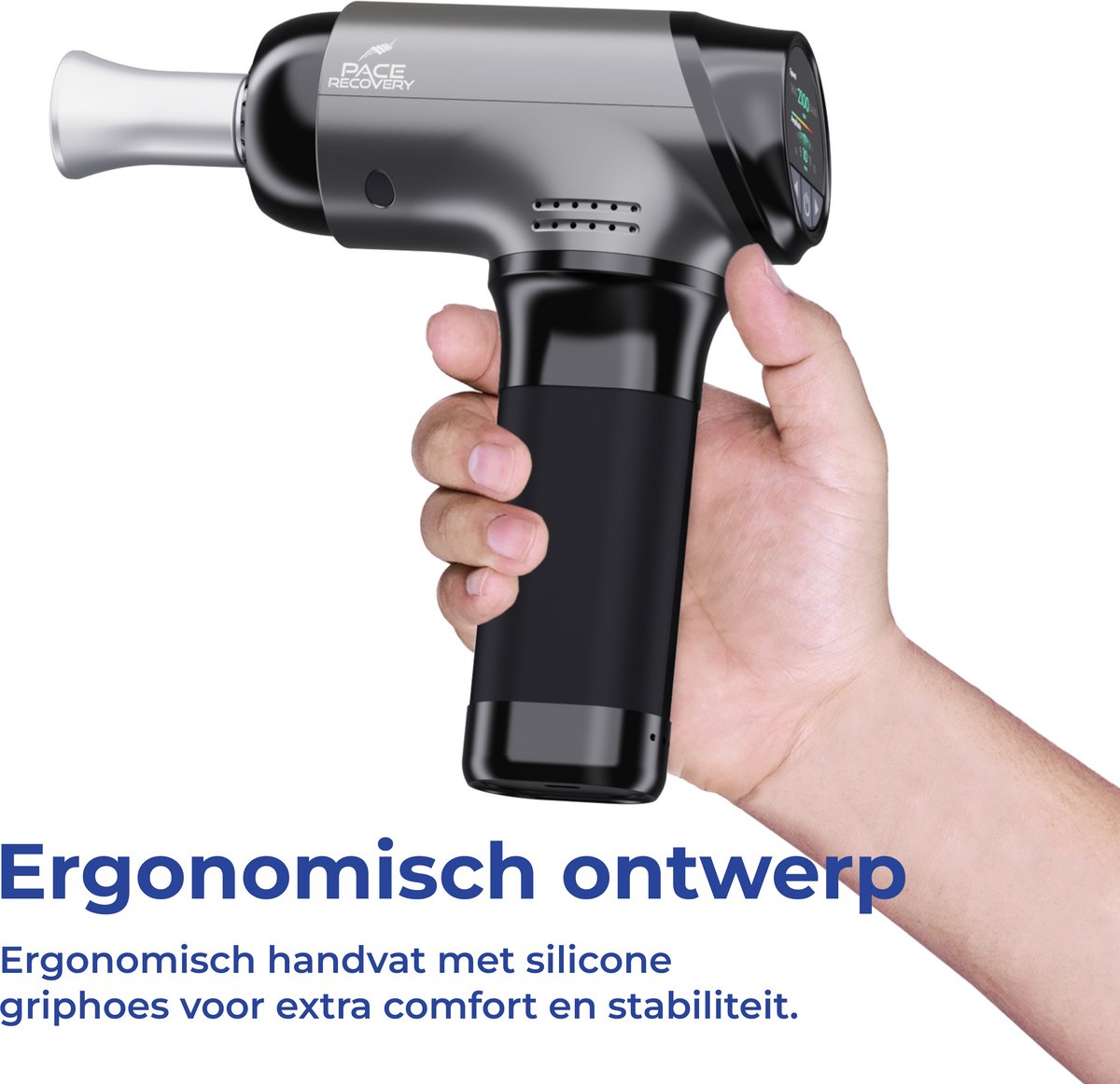 Afbeelding 3 van Pace Recovery Massage Gun Elite 1 - Professioneel Massage Gun Met Verstelbare Massagediepte 8mm tot 12mm - Krachtig Massage Apparaat - Percussie- en Vibratie therapie Voor Sneller Spierherstel