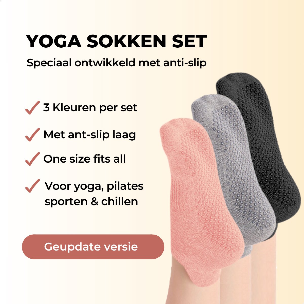 Chaussettes De Yoga Roinaid - Lot De 3 Paires - Antidérapantes - Noir