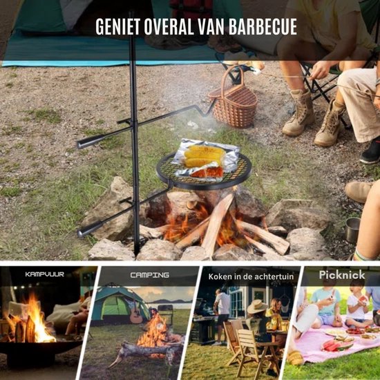 Roterende Grill - BBQ Grillwagen accesoires - Dubbellaags Kookrooster Grillrek 6 kg - Grill rooster van Merkloos — afbeelding 5