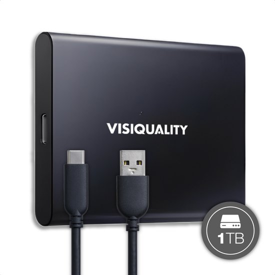 VisiQuality High-Speed Externe Harde Schijf 1TB - Draagbare Harde Schijf USB3.1/Type-C - Voor Windows & Mac - Compact - Zwart
