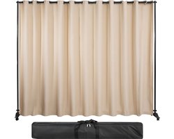 Scheidingswand op wieltjes - Kamerscherm of kantoor - Paravan - Gordijn Verdeler Stand - Vrijstaand - 242x305cm - Aluminium Frame