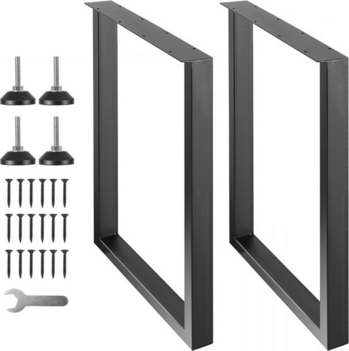 Bolt Edge Tafelpoten - Set van 2 - Metaal zwart - Meubelpoten - Vierkant - Tafelonderstel - Tafelframe Black
