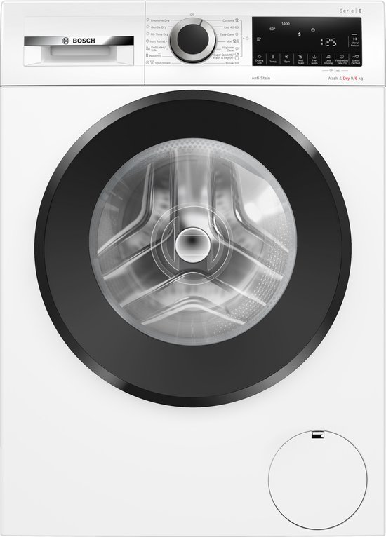Bosch WNG24401BY - Serie 6 - Was-droogcombinatie - Extra stil - 9/6 kg - 1400 rpm - Energielabel D - Iron Assist - ENG Display