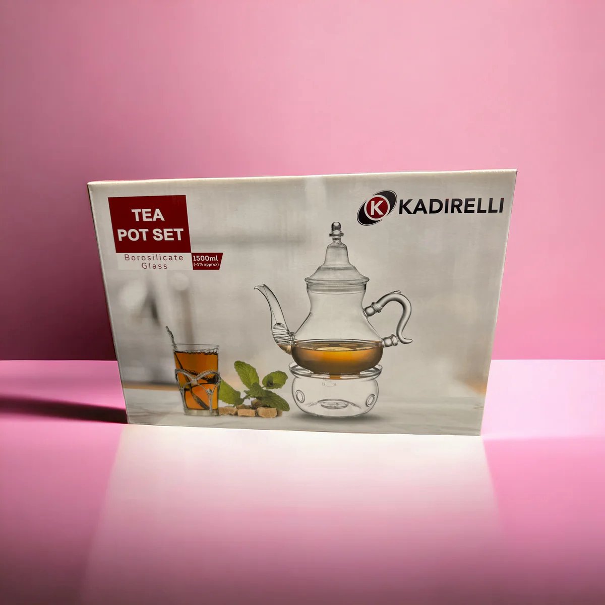 Kadirelli Glazen Theepot met Filter en Theelicht Warmhouder Set - Borosilicaat Glas - RVS Zeef - 1.5L — cadeau in Koken & Dineren - foto 4