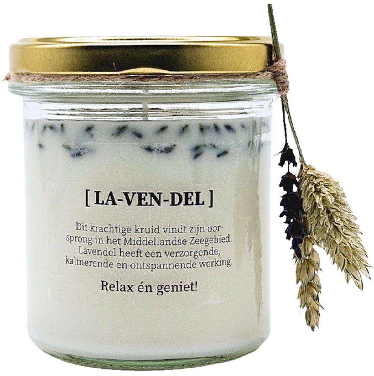 Candlelight-on Geurkaars met bloemen - lavendel