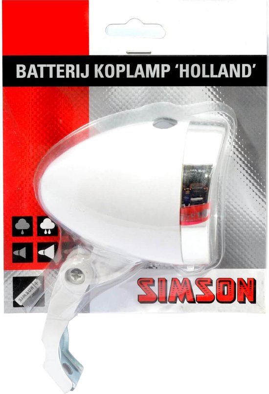 Simson Holland Koplamp - Fietslamp - Batterij - - Wit | bol.com
