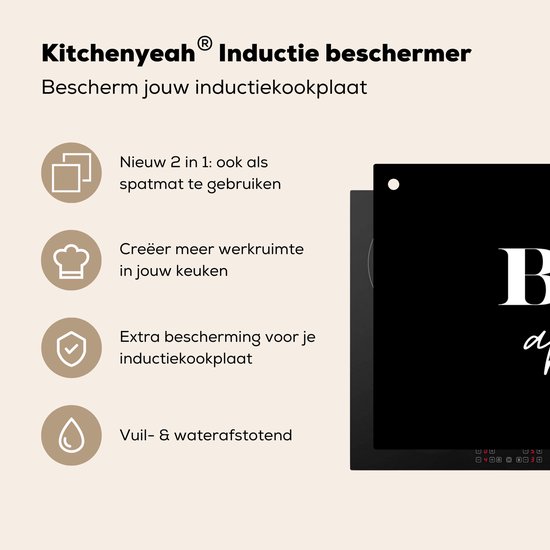 KitchenYeah® Protection plaque induction 80x55 cm - Noir - Citation - Bon appétit - Protege plaque de cuisson - Couvre plaque induction - Protecteur d'induction - Cuisine