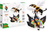 Kit Origami 3D Abeille Et Papillon - 304 Pièces Avec Composants Brevetés - Instructions Incluses - Dimensions Abeille 14x13x6 Cm, Papillon 12x12x5 Cm