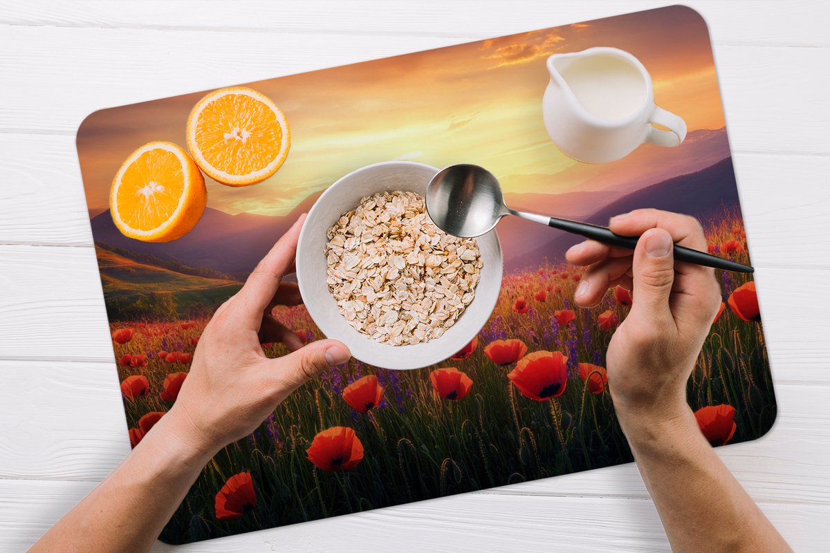 Set De Table - Napperons De Table En Plastique - Forêt - Cerf - Coucher De Soleil