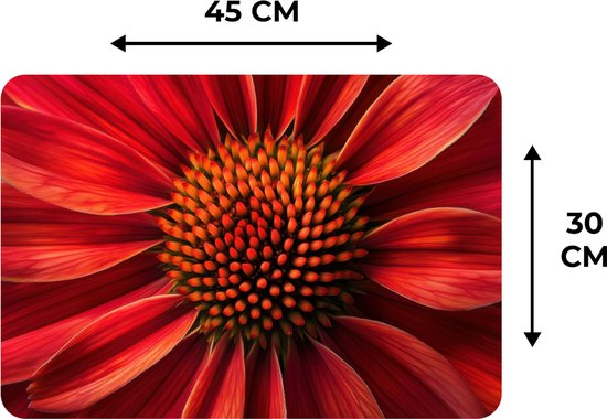 Sets de table - 6 pièces - 45x30 cm - Set de table en plastique - Gros plan - Fleur - Rouge - Dessous de plat - Décoration de table - Accessoires de décoration de table de cuisine