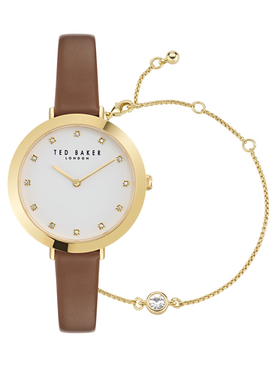Ted Baker Ammy Iconic Kwarts Analoog Horloge Bruin Case: 100% Stainless Steel | Armband: 100% Leather 37 mm BKGFW2303W0