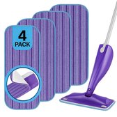 Lot de 4 recharges de balai à franges compatibles avec le système de balai à franges Swiffer Wetjet - Lingettes réutilisables - Lavables - Pack économique - Lot de 4