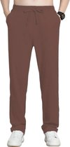 Pantalon en lin Nivard pour homme - Pantalon d'été - Adultes - Pantalon long - Pantalon de plage - Été - Style Ibiza - Marron - Taille M