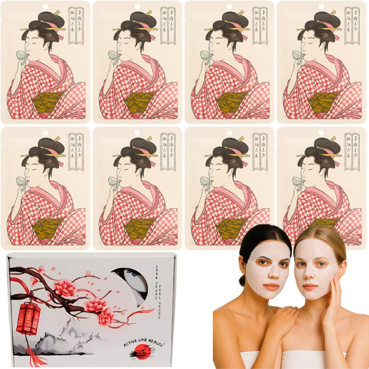 Goedkoopste MITOMO® Collageen & Lithospermum Gift Set - 8 Stuks - Giftset Vrouw - Gezichtsmasker - Sheet Mask - Skin Care - Verjaardag Cadeau Vrouw - Gezichtsmaskers Verzorging