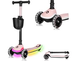 foto van LIONELO Mey Kinderstep – LED-verlichting in wielen & voetplateau – Inklapbaar stuur – Antislip deck – Mandje – ABEC-7 lagers – 4 hoogteposities – Tot 50 kg – Vanaf 3 jaar – Ergonomisch – Rem – Direct gebruiksklaar