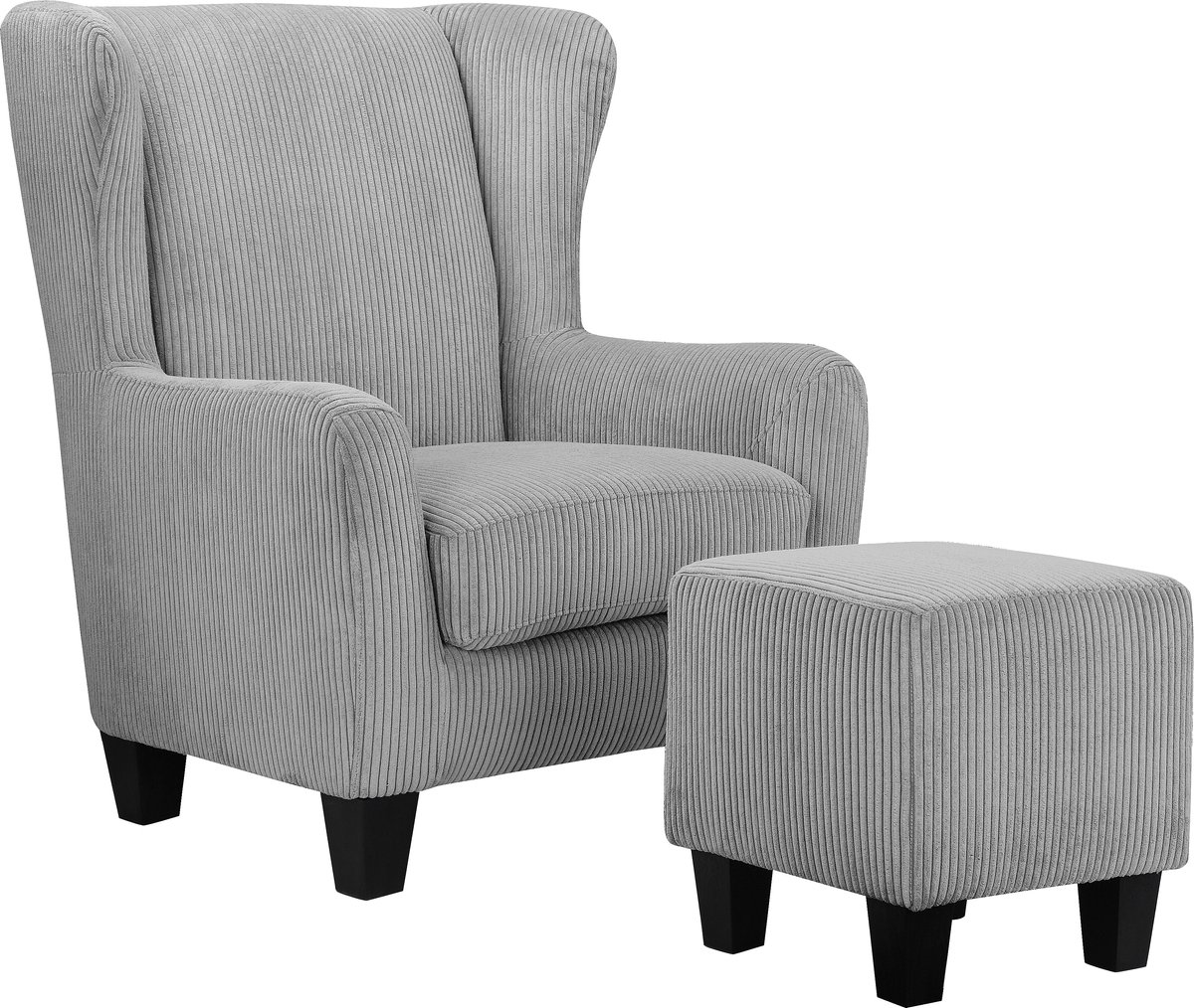 Notio Living Zhili-Fauteuil met Kruk in Grijze Stof Grijs