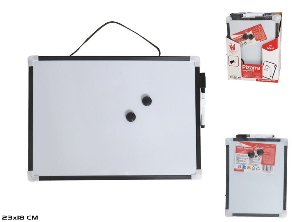 Gerimport Whiteboard/memobord magnetisch - 2x - mini - 23 x 18 cm - met marker en magneten thumbnail 2