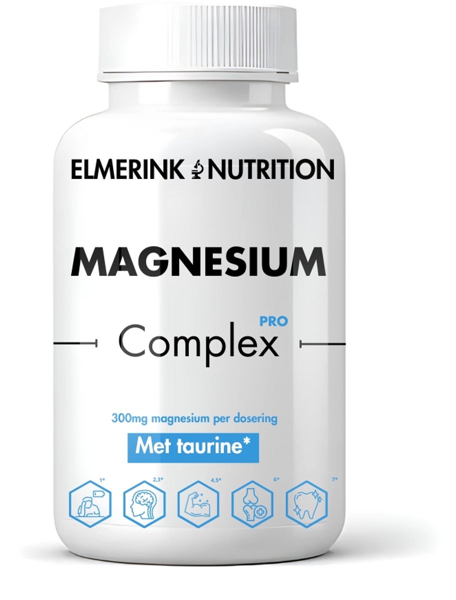 Hoog Opneembare Magnesium – 60 Capsules – Unieke formule - 3 Magnesiumvormen (Citraat, Bisglycinaat, N-Acetyltaurinaat) + L-Taurine – Wetenschappelijk Onderbouwd – Elmerink Nutrition