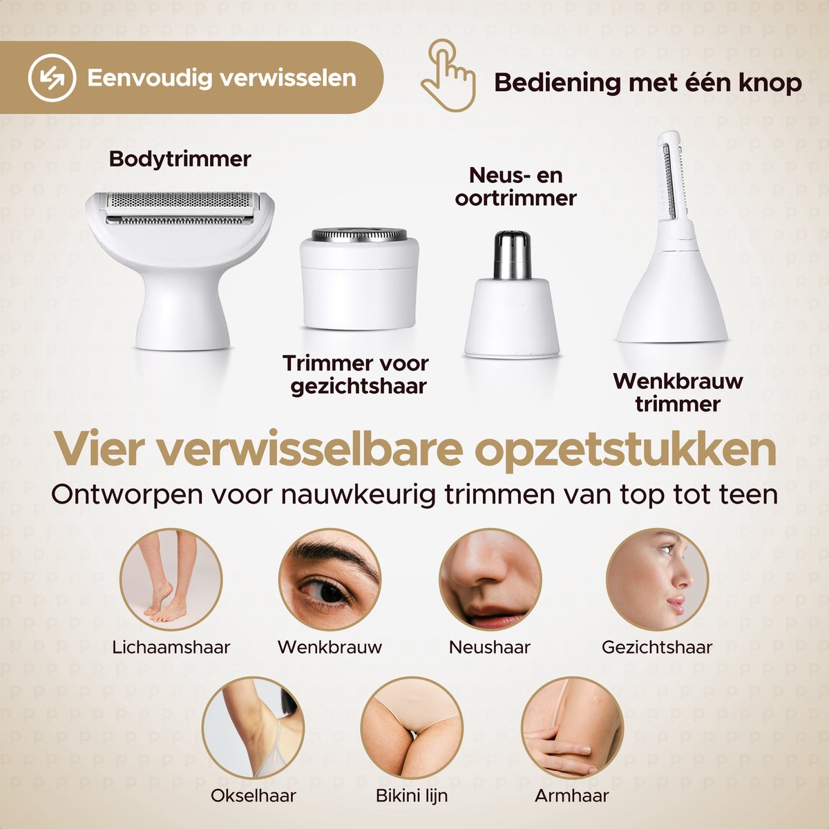 Parvale® Ladyshave 4 in 1 - Ladyshaves voor Vrouwen – Scheerapparaat Vrouw - Trimmer - Epileerapparaat dames - Epilator - Gezichtsepilator - Bikinitrimmer - Gezichtsontharing Dames thumbnail 2
