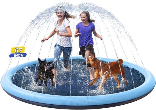 Watermat voor honden, XiXiRan splash pad voor kinderen, blauw 100 x 100 cm, waterspeelmat met sproeier, watersproeier voor kinderen, outdoor Watermat voor honden, XiXiRan splash pad voor kinderen, blauw 100 x 100 cm, waterspeelmat met sproeier, watersproeier voor kinderen, outdoor
