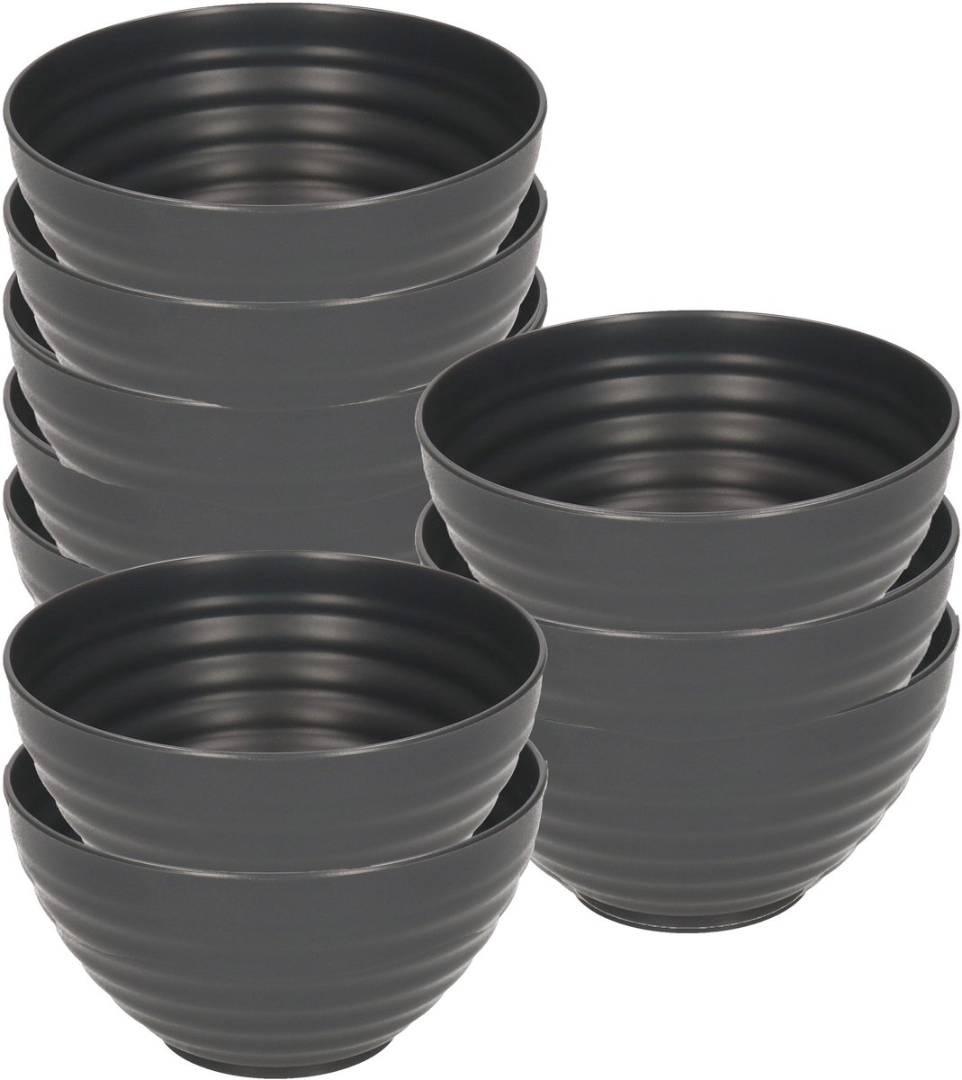Plasticforte Soepkommen - 10x - D15 x H8 cm - zwart - kunststof - onbreekbaar - servies