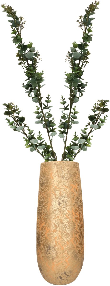 Bellatio Design Kunstbloem/kunsttak Eucalyptus luxe - 2x - 119 cm - lichtgroen - kunst zijdebloemen