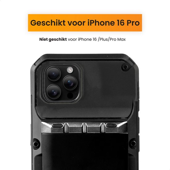 Étui R2B avec porte-cartes pour iPhone 16 Pro - 4 cartes - Protection d'écran - Housses de téléphone - Étui pour téléphone portable pour iPhone 16 Pro - Modèle Zeist