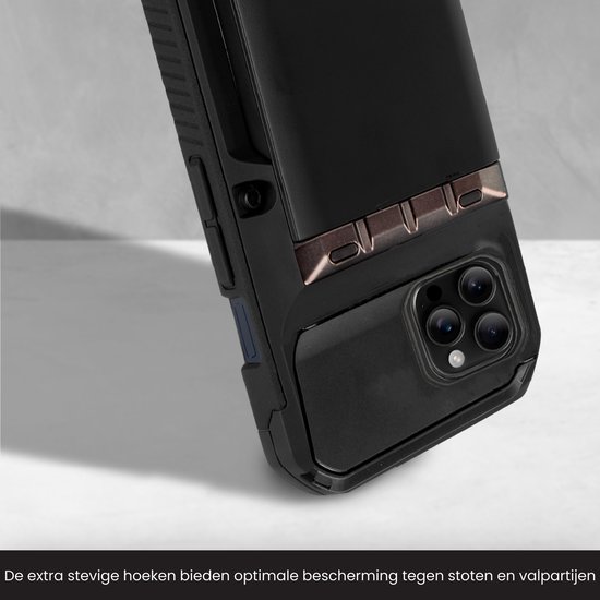 Étui R2B avec porte-cartes pour iPhone 16 Pro - 4 cartes - Protection d'écran - Housses de téléphone - Étui pour téléphone portable pour iPhone 16 Pro - Modèle Zeist