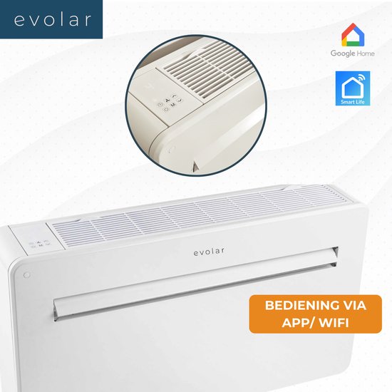 Evolar Monoblock Airco - Zonder buitenunit - met Luchtonvochtiger - 4-in-1 - 10000 BTU - WiFi - Zelf Installeren - EVO-M1000CH