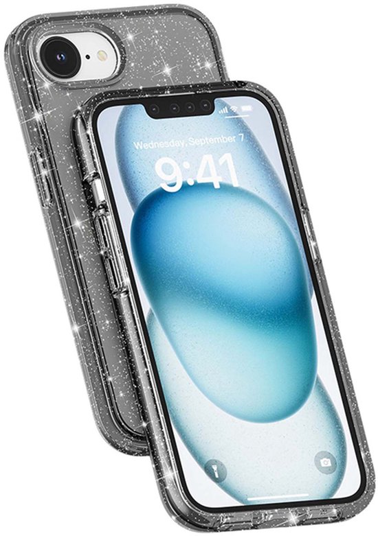 Coque IYUPP pour iPhone 16, Glitter MagSafe, antichoc, Zwart et transparente