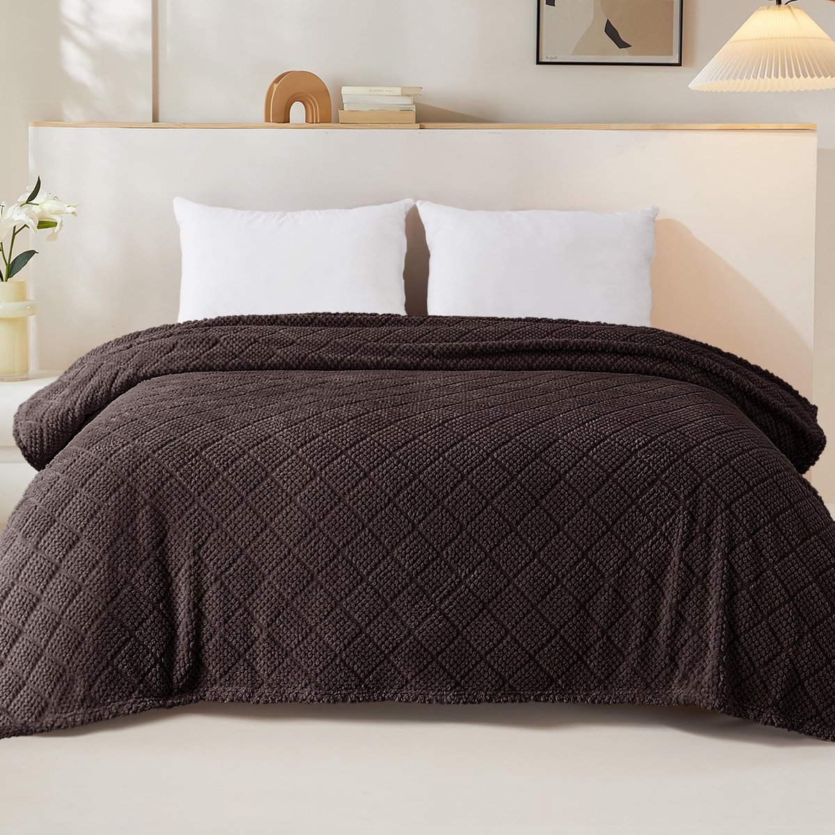Ibenzoa Zachte en Luxueuze Knuffeldeken voor Comfort in Elke Seizoen, 150 x 200 cm, Koffiebruin