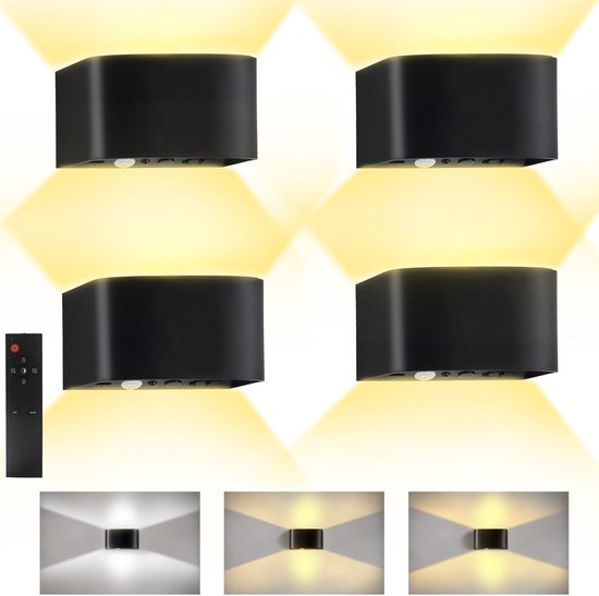 Wandlamp oplaadbaar met Bewegingssensor - Zwart - met afstandsbediening - voor binnen - Led Verlichting Winkels