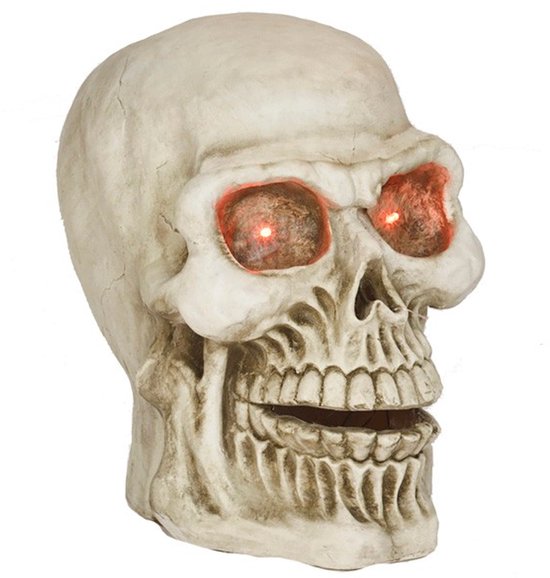 Décoration d'Halloween : Crâne Giant avec yeux lumineux LED (63 cm)
