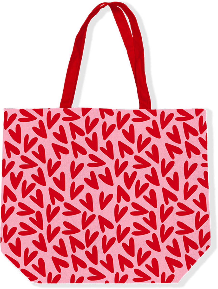 Strandtas Harten- canvas tas - 48 X 15 X 38 CM - shopper - Boodschappentas