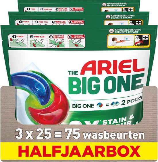 Capsules de lessive Ariel The Big One Original - 3 x 25 lavages