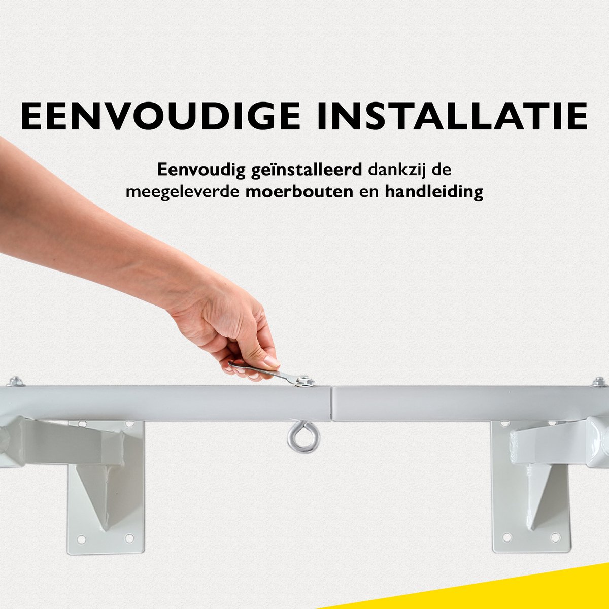 Zoluko Professionele Pull Up Bar Wandmontage - Incl. E-book - 150kg Draagkracht - Eenvoudige Bevestiging - Optrekstang Fitness - Pull Up Station voor Thuis Sporten - Chin Up Bar - Wit thumbnail 5