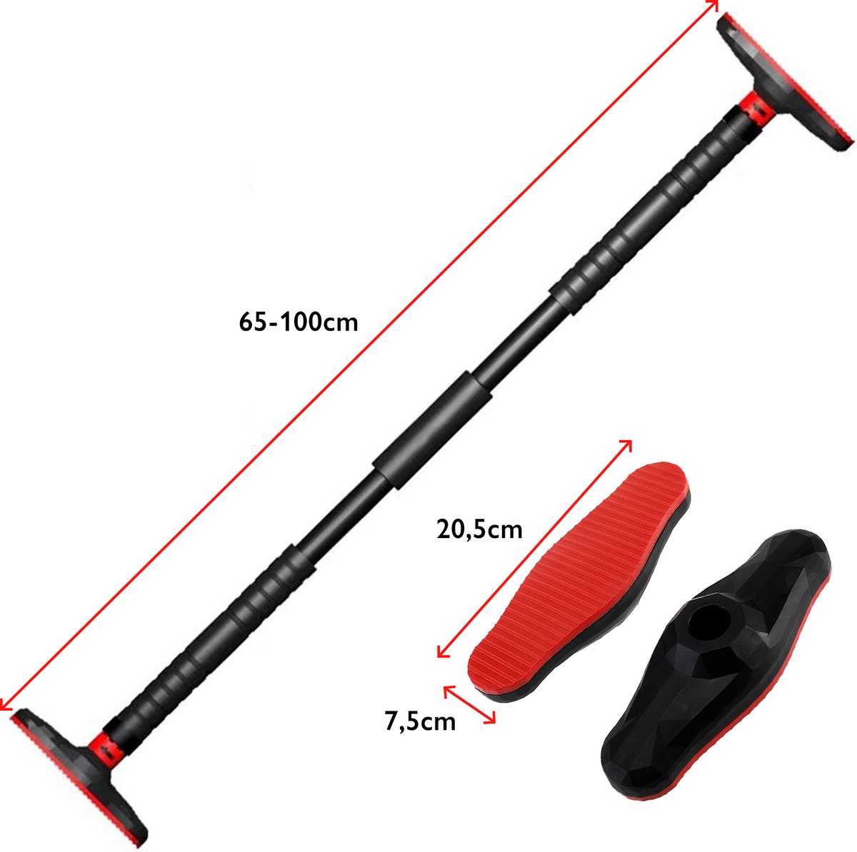 Zoluko Professionele Pull Up Bar - Incl. Weerstandsband Medium en E-book - 200kg Draagkracht - Eenvoudige Bevestiging - Optrekstang Fitness - Pull Up Station voor Thuis Sporten - Chin Up Bar - Zwart/Rood thumbnail 3