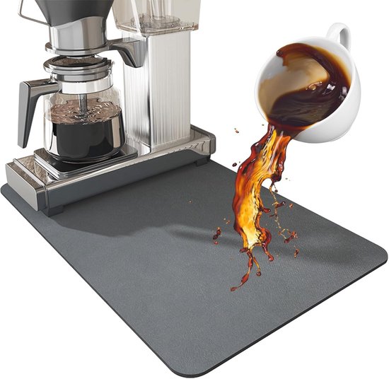 Afdruipmat 50 X 40 Cm - Koffiezetapparaat Absorberende Druipmat Voor De Keuken Antislip Zwart