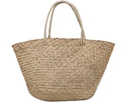 Lyma Living Strandtas - Boodschappentas - Shopper - Gevoerd en met extra vakje - Palmblad met katoenen - Lang handvat - 50 x 35 cm