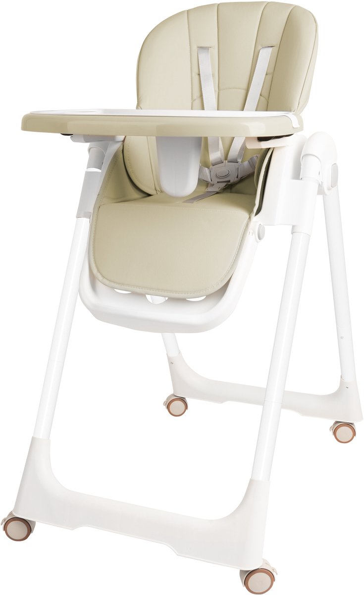 Aufun Kinderstoelen Kinderstoel Eettafel Opvouwbare Babystoel Kinderverhoger Kinderzitje voor Baby 6-36 Maanden Tafelstoel met Tafelblad Draagbaar Buiten Binnen (Beige)