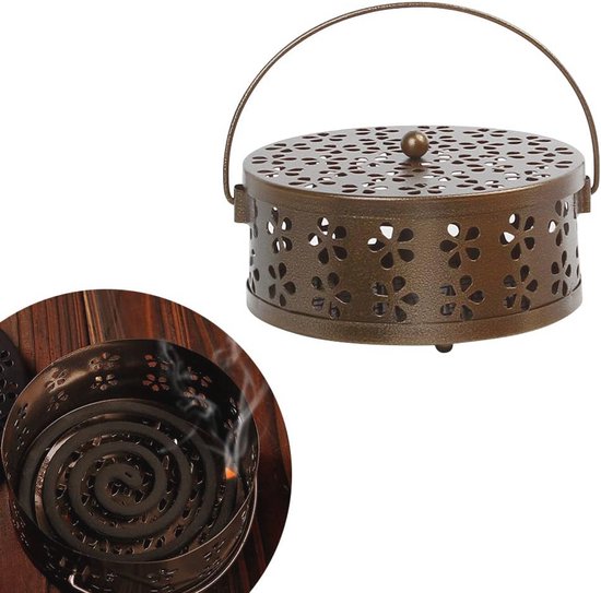 Muggenspiraalhouder, beweegbare muggenspoelhouder, klassieke metalen wierookstokjeshouder, draagbare muggenspiraalhouder, muggenspiraal-houder, mosquito coil houder voor thuis, camping, tuin, zwart
