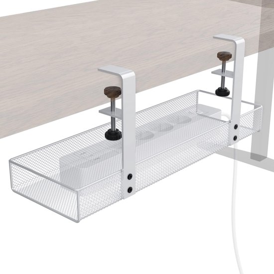 Kabelmanagement onder het bureau - kabelgoot en kabelmand - set van 2 - wit