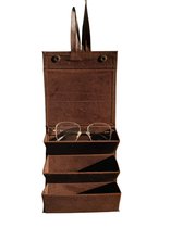 ProCase 2 lagen brillenkoker 12 zonnebril-organizer displaybox opbergdoos brillenhouder van leer brillenkoker brillenkoker met glazen deksel - zwart