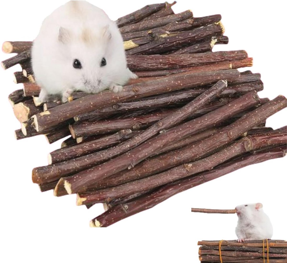 12 stuks Kauwsticks voor Knaagdieren – 100% Natuurlijk Appelhout