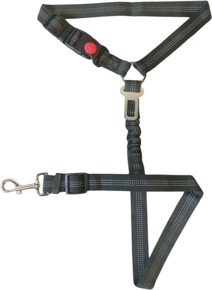 Rieba® Autogordel Hond - Hondengordel - Hondenriem - Riem Hond - Honden autogordel - Veiligheidsgordel Hond - Autoriem Hond - Zwart
