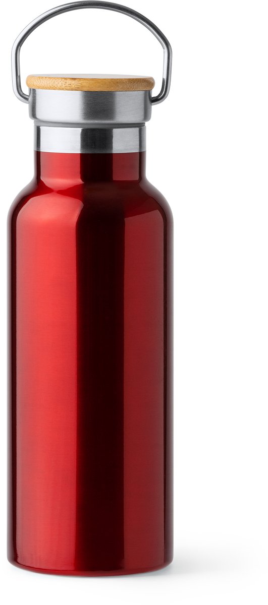 Dubbelwandige RVS Thermosfles. 500 ml kleur Rood Tiset 1537 Geschikt voor lasertechniek