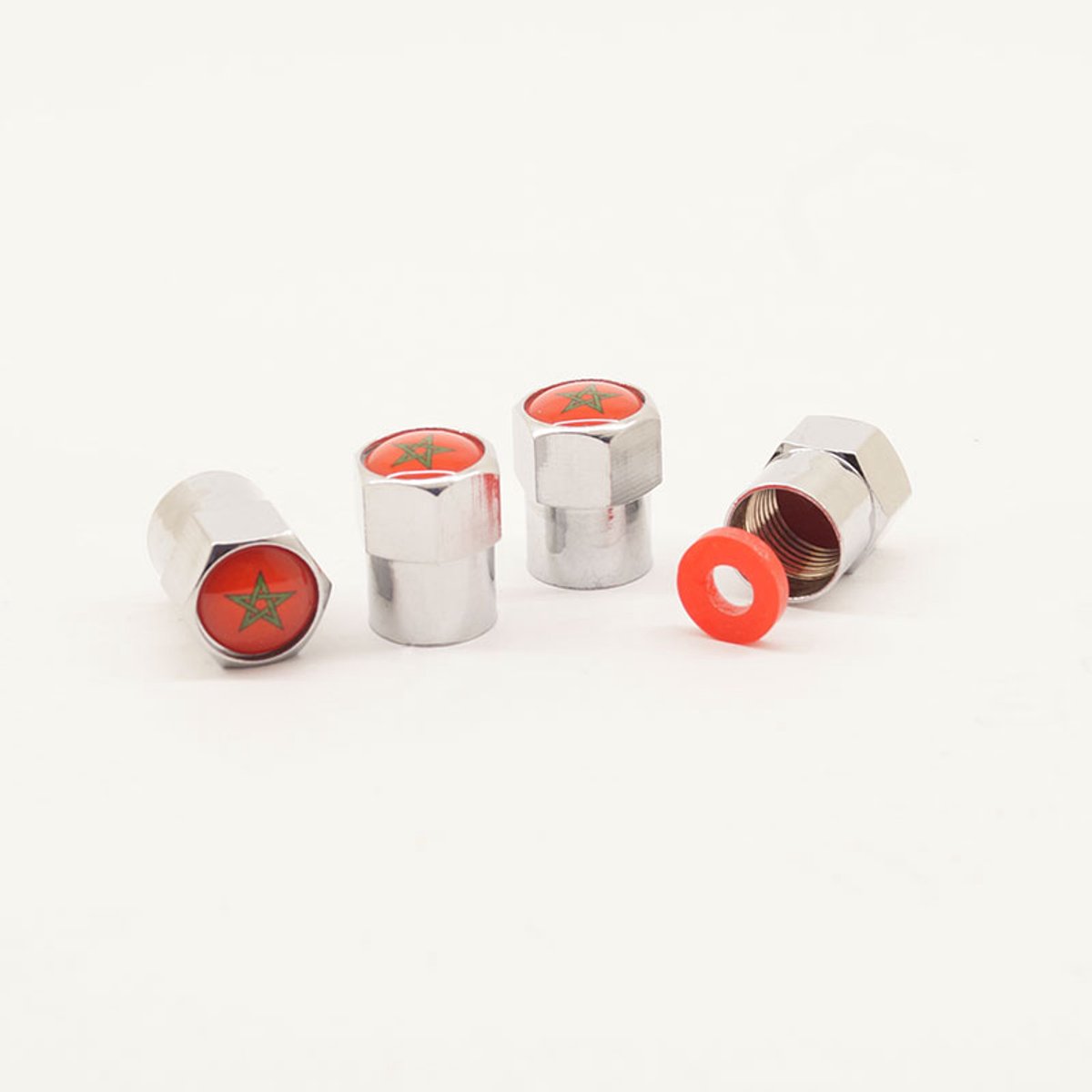Schrader (auto) ventiel - Zilver Marokko aluminium met afdichting